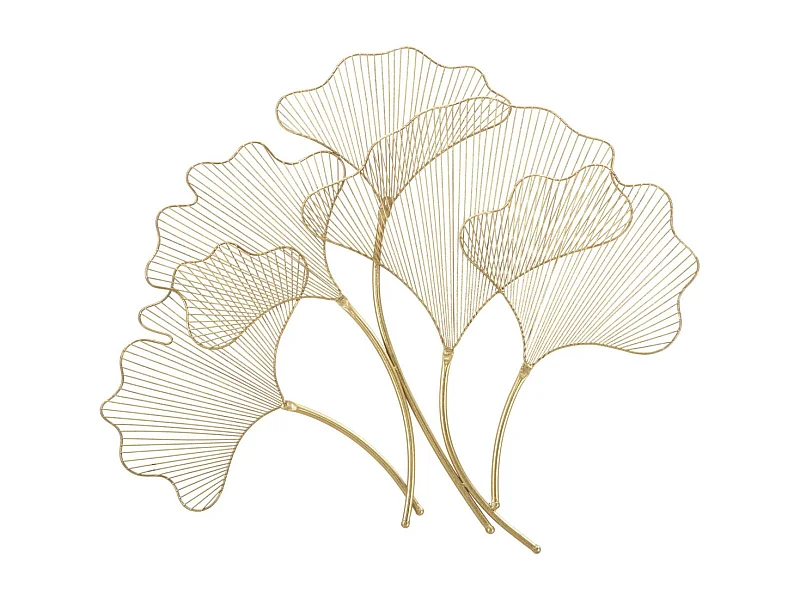 Décoration 3D en Métal Feuille 34, Or, 79x5x68 cm, Seven Design