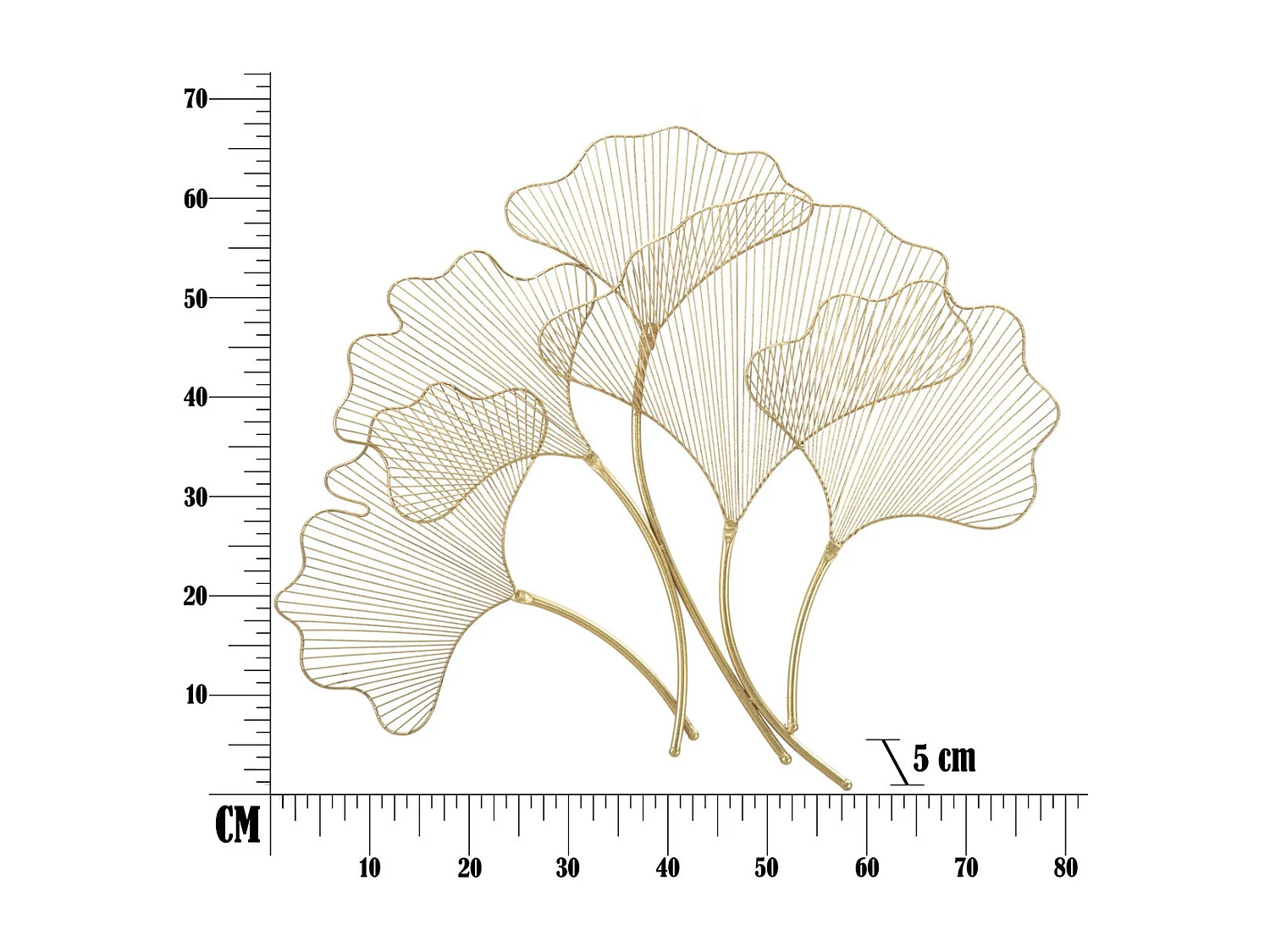 Décoration 3D en Métal Feuille 34, Or, 79x5x68 cm, Seven Design