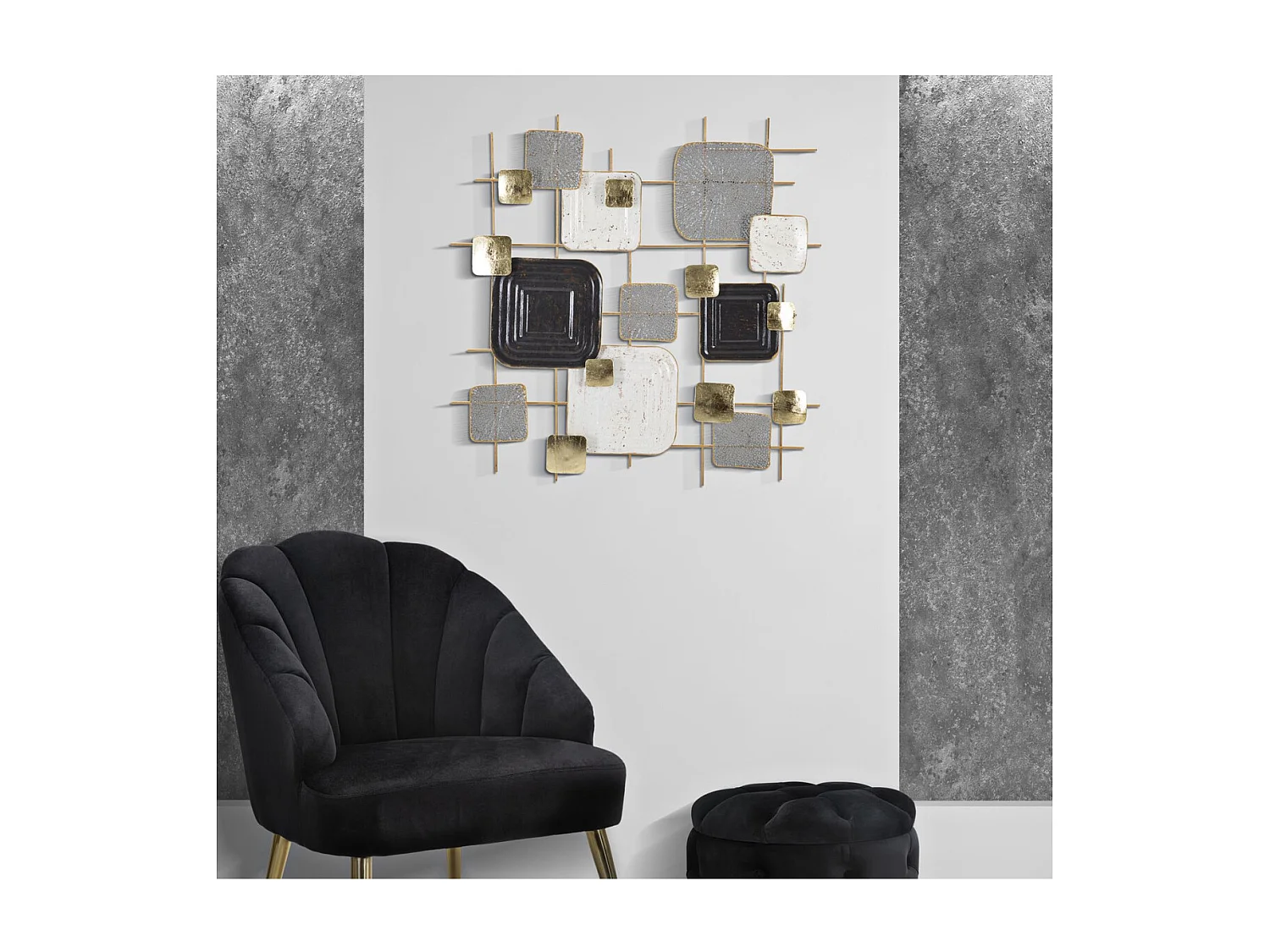 Décoration 3D en Métal Carrés, Multicouleur, 80x5x80 cm, Seven Design