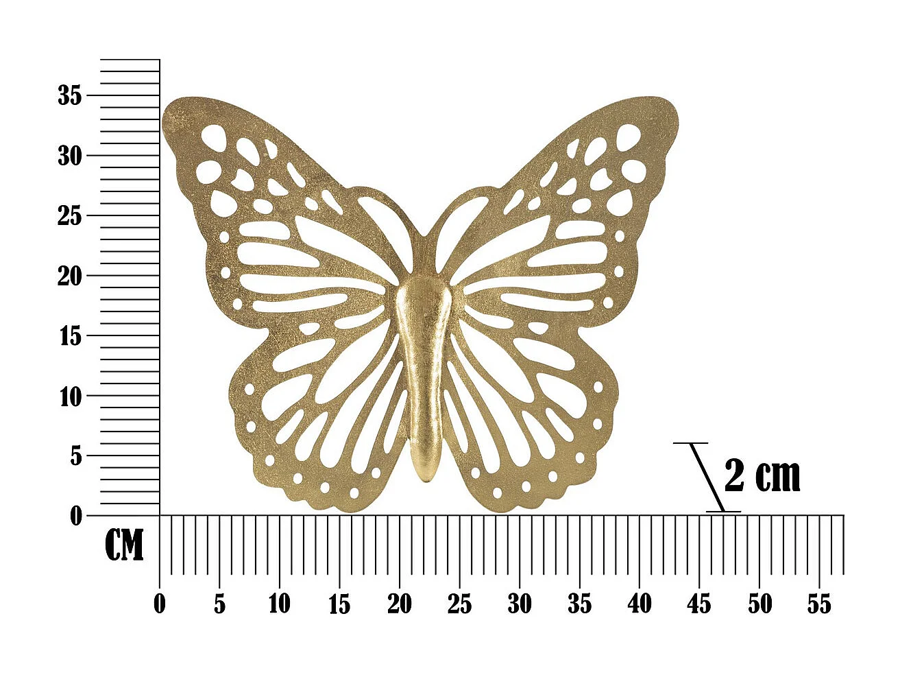 Décoration 3D en Métal Papillon, Or, 43x2x35 cm, Seven Design