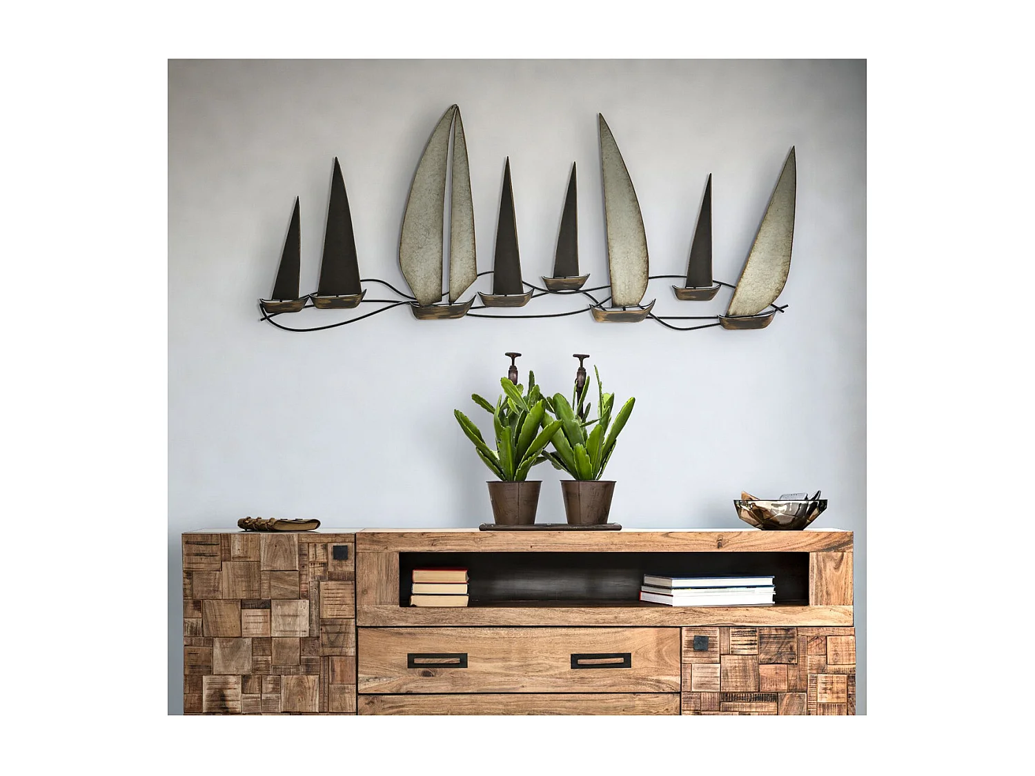 Décoration 3D en Métal Bateaux 4, Multicouleur, 119x3x51 cm, Seven Design