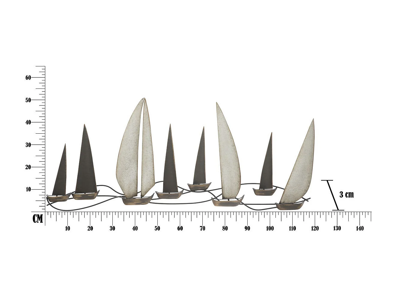 Décoration 3D en Métal Bateaux 4, Multicouleur, 119x3x51 cm, Seven Design