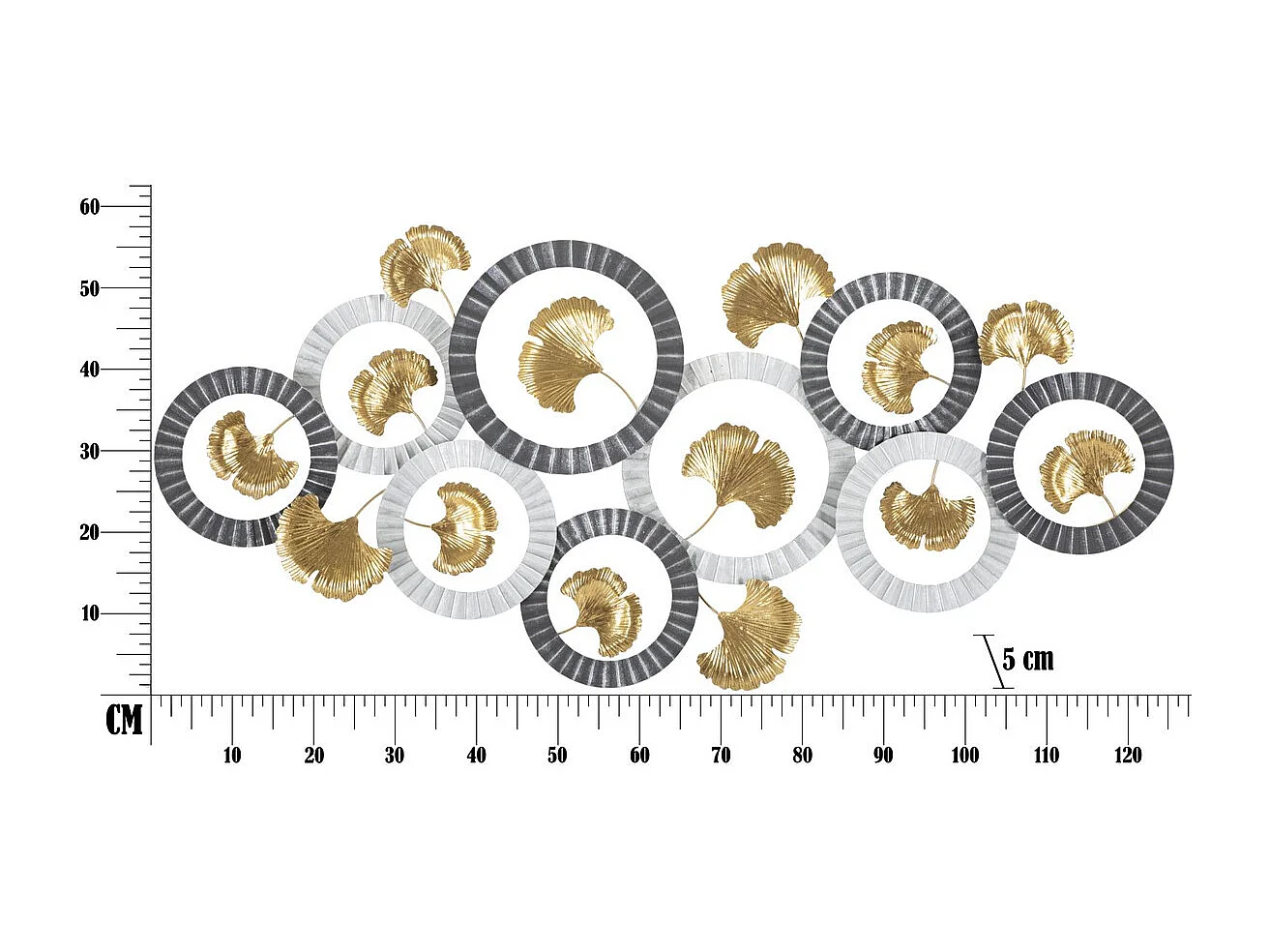 Décoration 3D en Métal Roues 6, Multicouleur, 126x5x58 cm, Seven Design