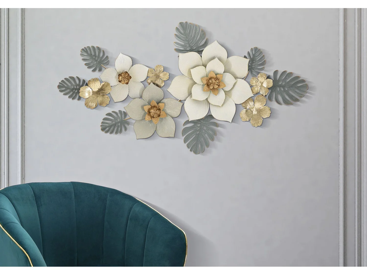 Decorazione in Metallo 3D Fiori 9, Multicolore, 134,6x7,6x69,9 cm, Epikasa