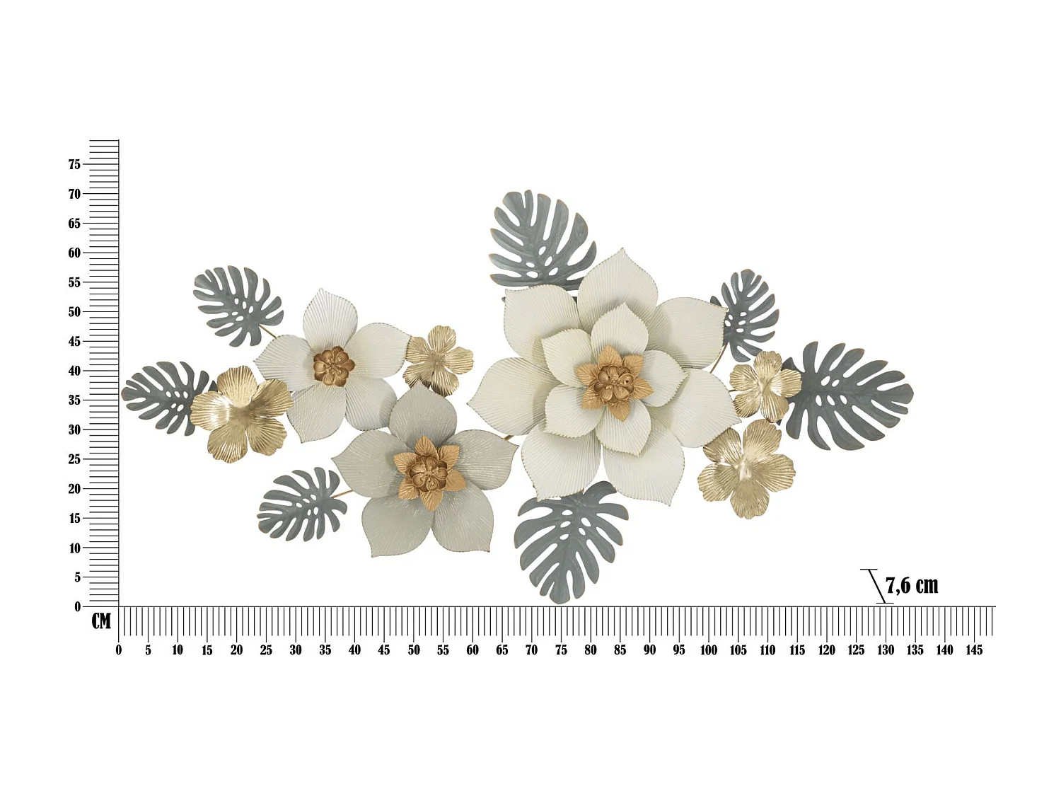 Decorazione in Metallo 3D Fiori 9, Multicolore, 134,6x7,6x69,9 cm, Epikasa