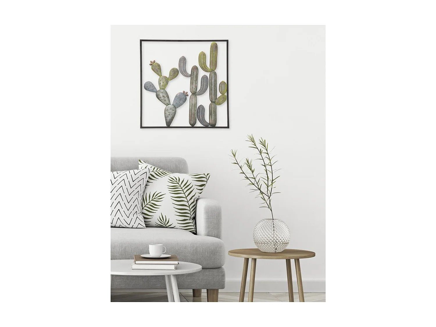 3D Metalen Decoratie Cactus 4, Groen, 50x1,3x50 cm, Seven Design
