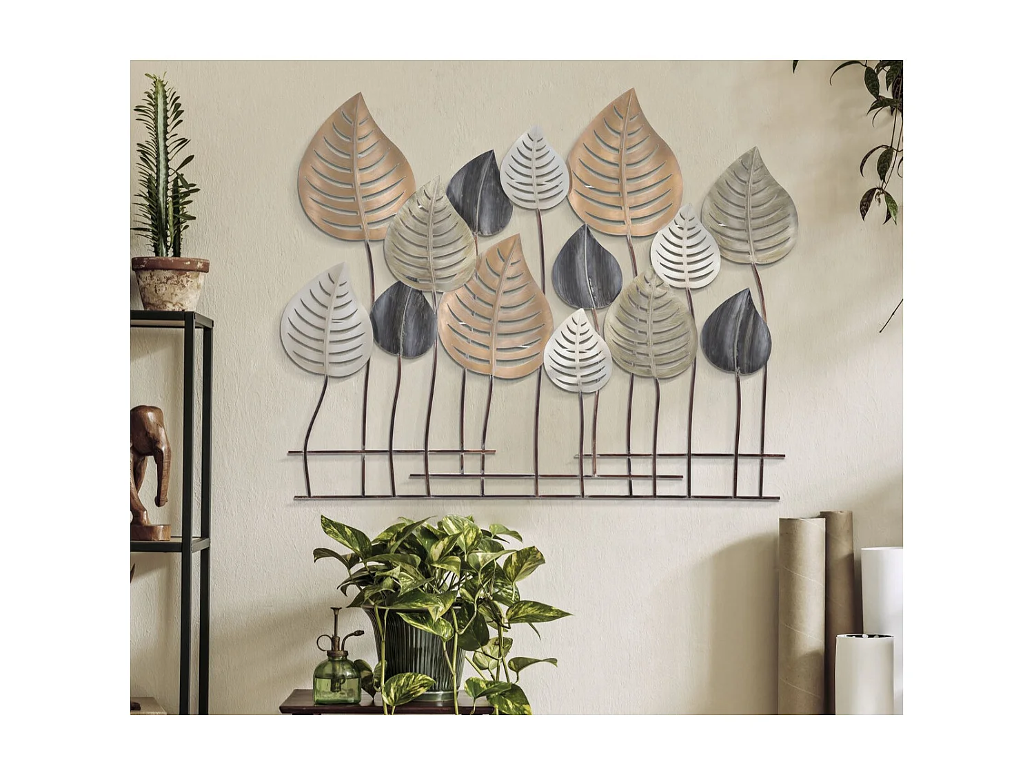 Décoration 3D en Métal Feuille 16, Multicouleur, 103,5x5x84 cm, Seven Design