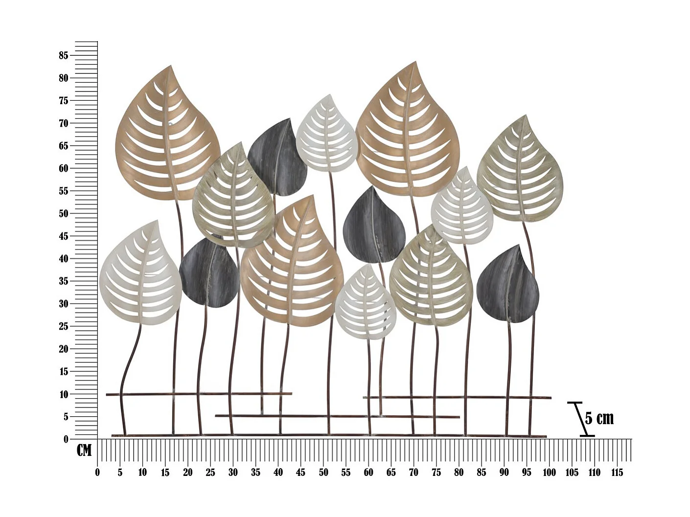 Décoration 3D en Métal Feuille 16, Multicouleur, 103,5x5x84 cm, Seven Design