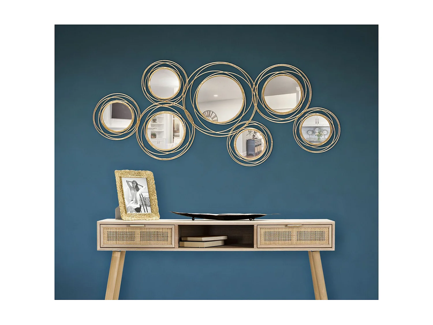 3D Metalen Decoratie Cirkels 23, Goud, 124,5x4x53,5 cm, Seven Design