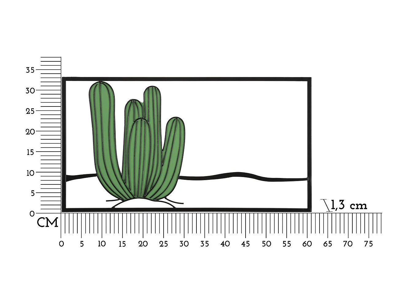 Décoration 3D en Métal Cactus 2, Multicouleur, 60x1,3x33 cm, Seven Design