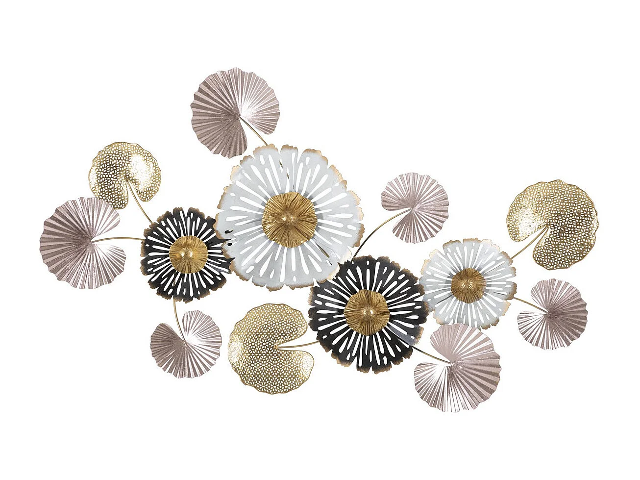 Décoration 3D en Métal Fleurs 26, Multicouleur, 106x6x60,5 cm, Seven Design