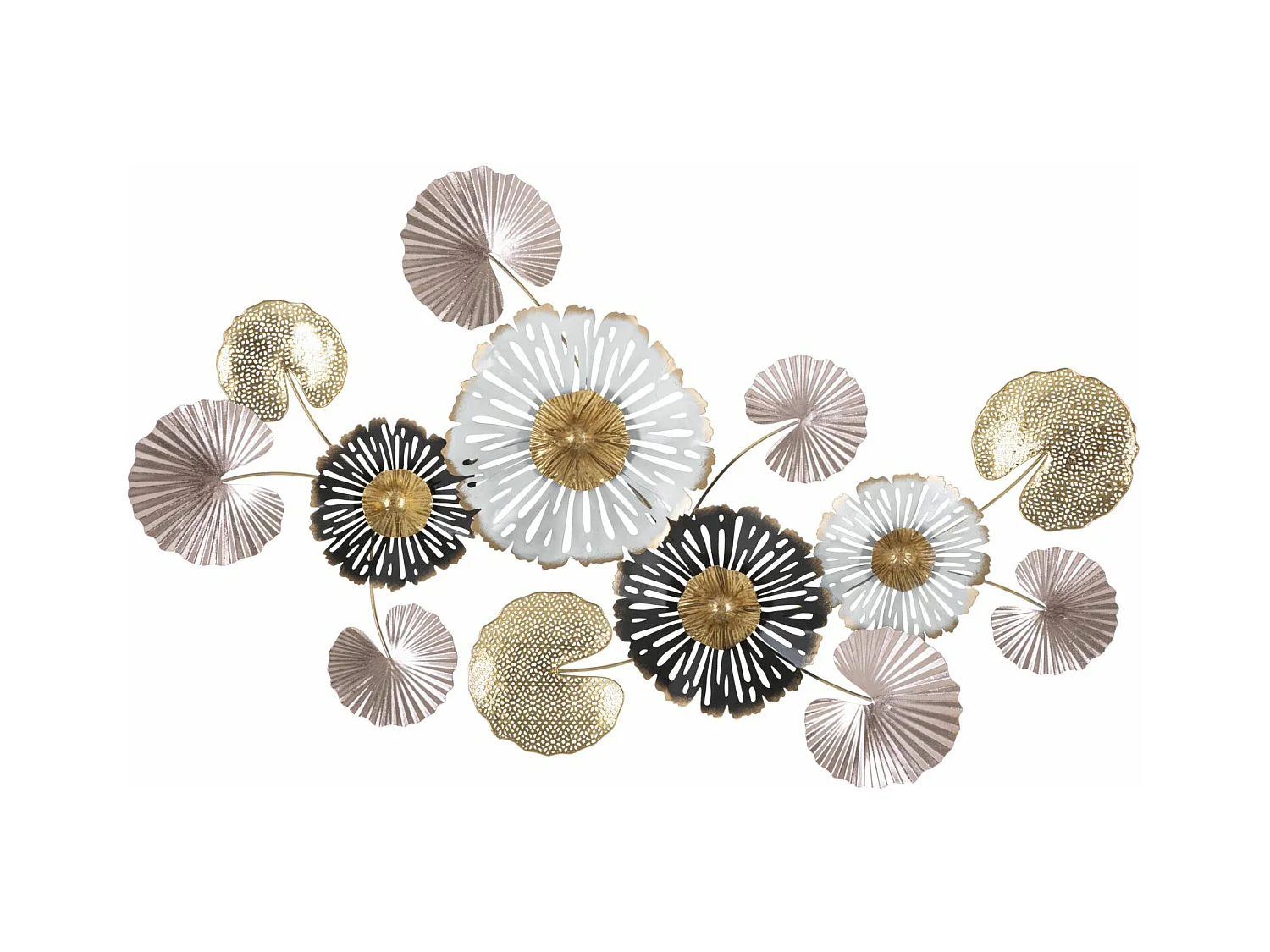 Décoration 3D en Métal Fleurs 26, Multicouleur, 106x6x60,5 cm, Epikasa