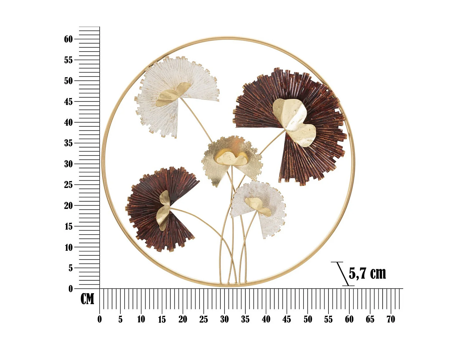 Décoration 3D en Métal Fleurs 31, Multicouleur, 61x5,7x61 cm, Seven Design