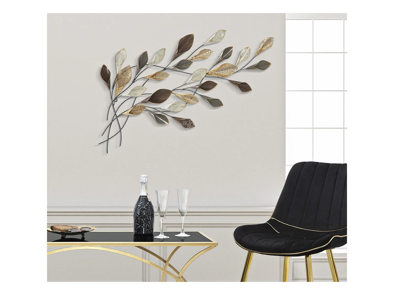 Decoração de Metal 3D Folha 45, Multicolorido, 46x5,5x87,5 cm, Epikasa