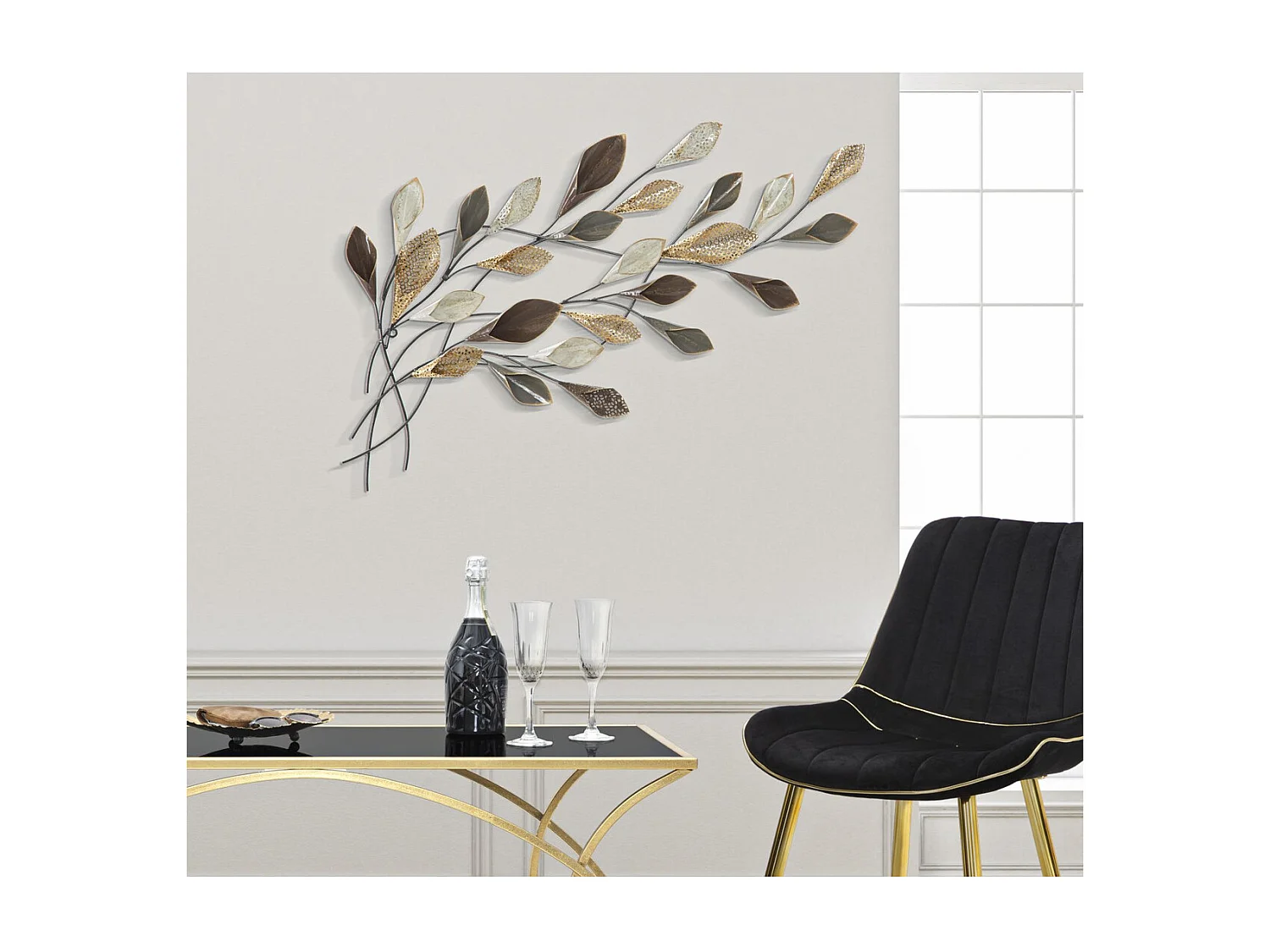 Metalowa Dekoracja 3D Liść 45, Wielokolorowy, 46x5,5x87,5 cm, Seven Design