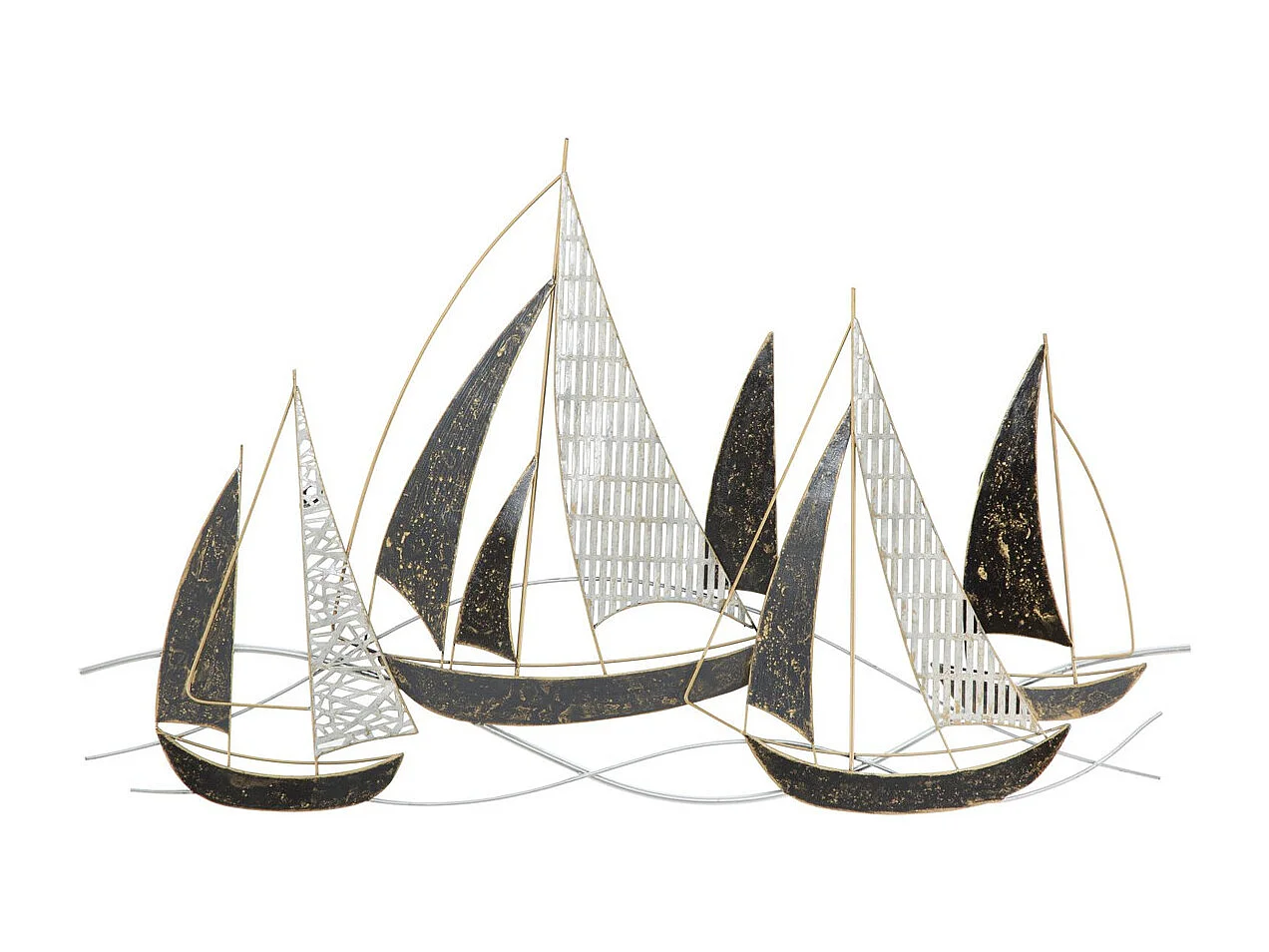 Décoration 3D en Métal Bateaux 7, Multicouleur, 91x2,5x55,9 cm, Seven Design