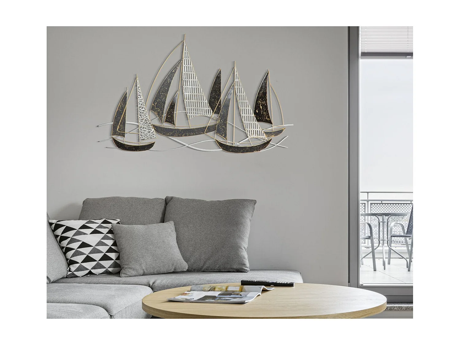 Décoration 3D en Métal Bateaux 7, Multicouleur, 91x2,5x55,9 cm, Seven Design