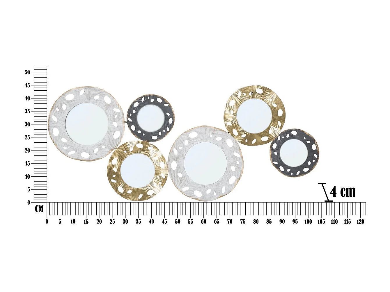 Décoration 3D en Métal Cercles 19, Multicouleur, 104x4x45,5 cm, Seven Design