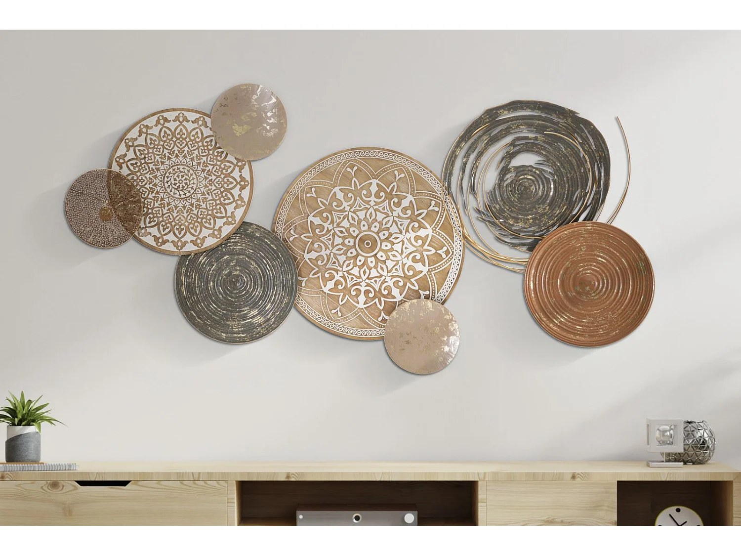 Decorazione in Metallo 3D Cerchi 16, Multicolore, 167,6x8,9x80,6 cm, Epikasa