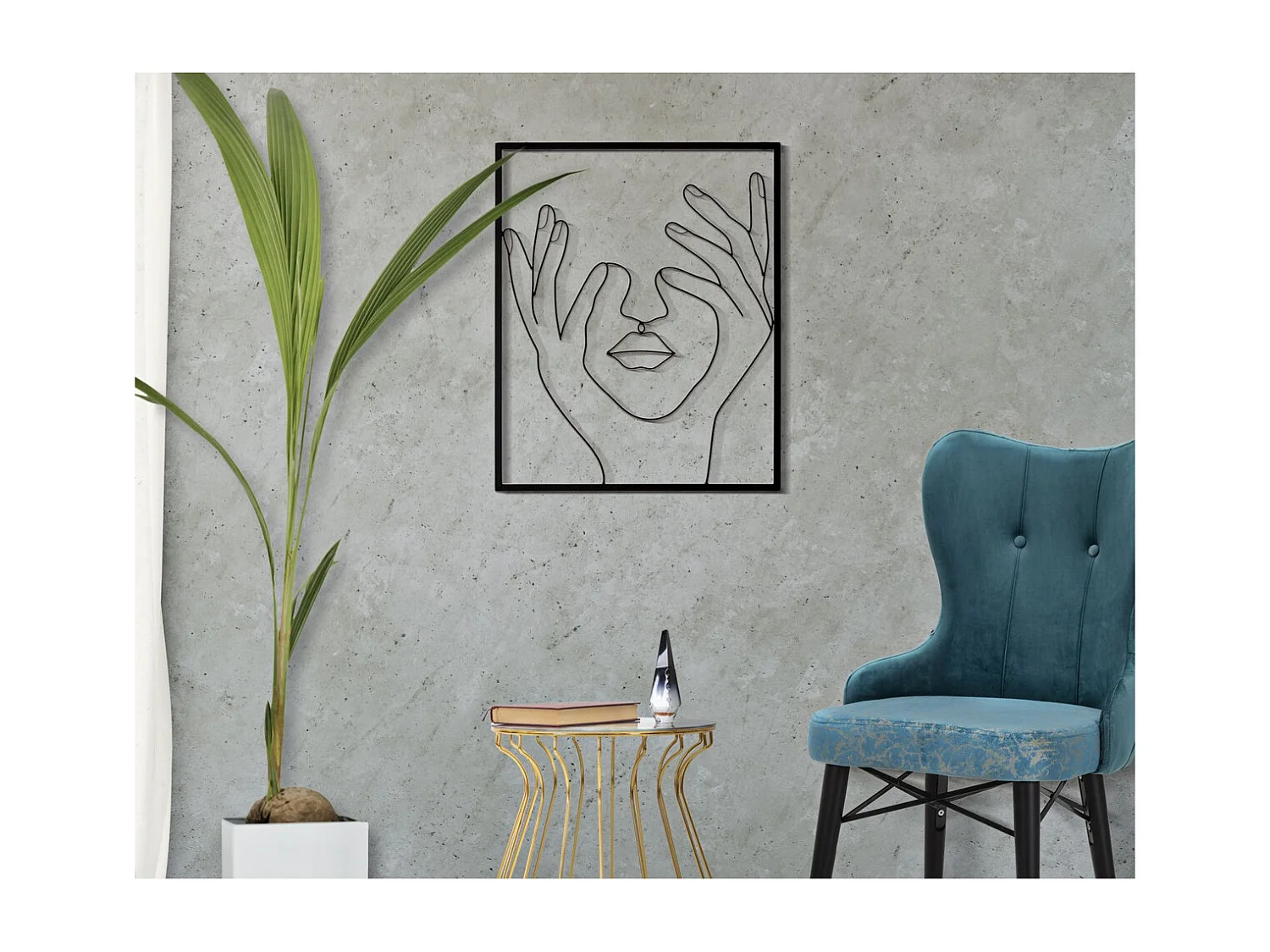 Décoration en Métal Mains 2, Noir, 50,5x1,3x61 cm, Seven Design