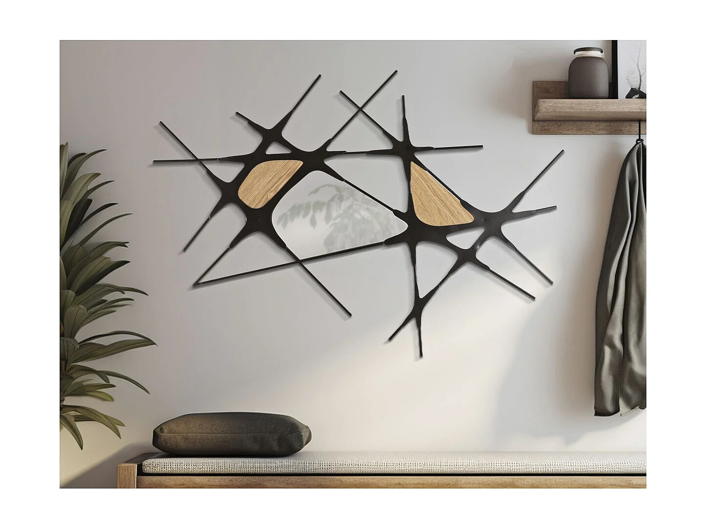 Décoration 3D en Métal Géométrique 5, Noir, 114x2x80 cm, Seven Design