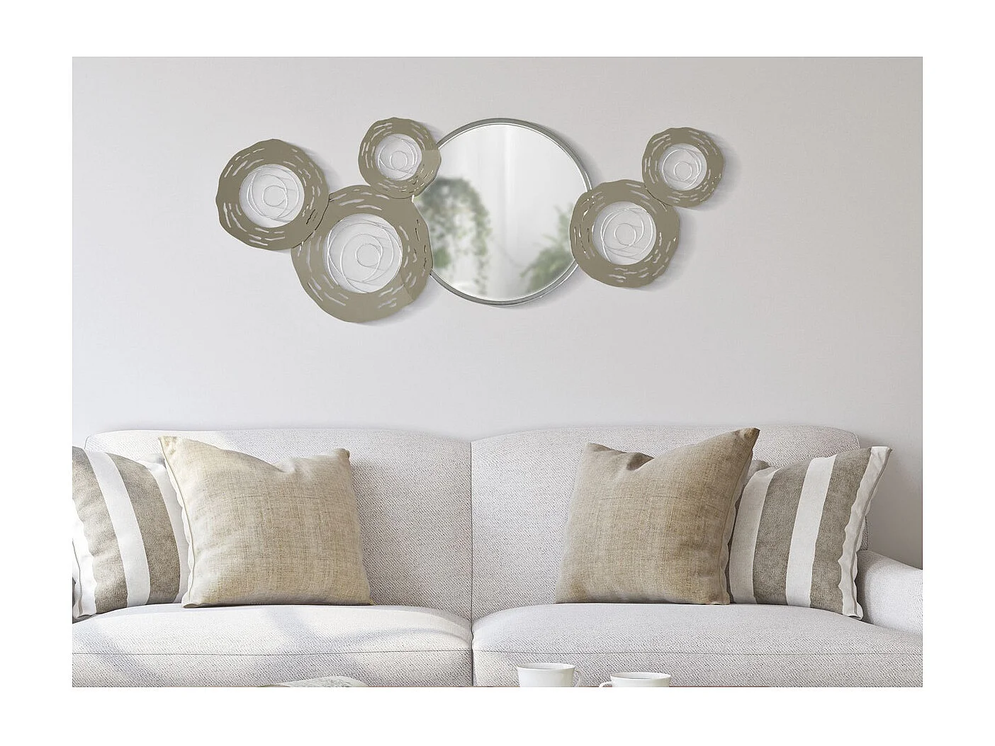 Décoration 3D en Métal Cercles 18, Argent, 106x3,8x48 cm, Seven Design