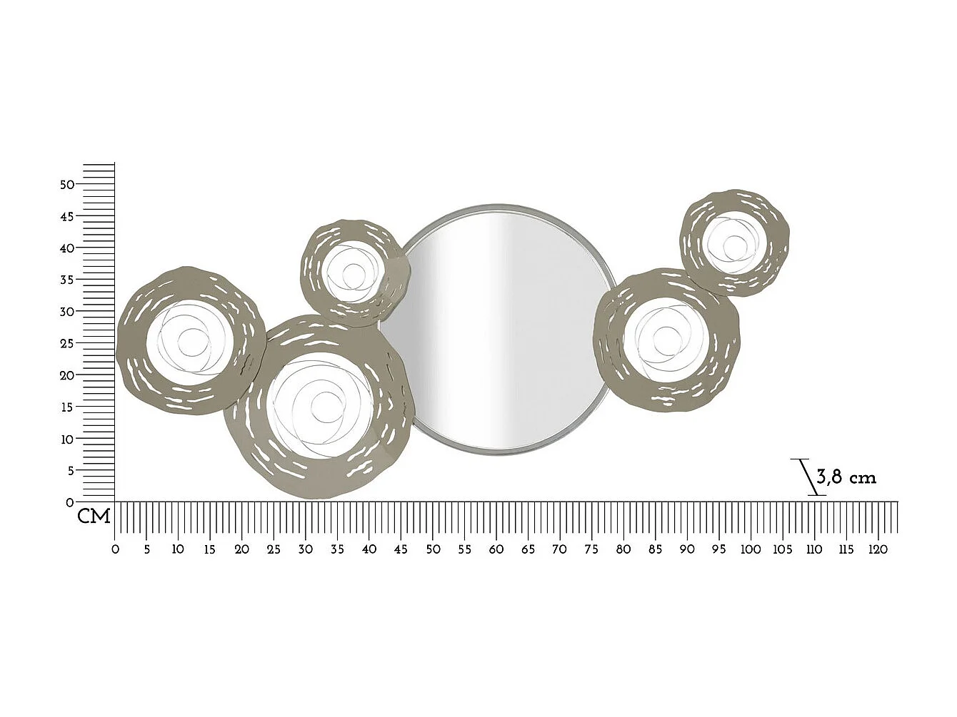 Décoration 3D en Métal Cercles 18, Argent, 106x3,8x48 cm, Seven Design