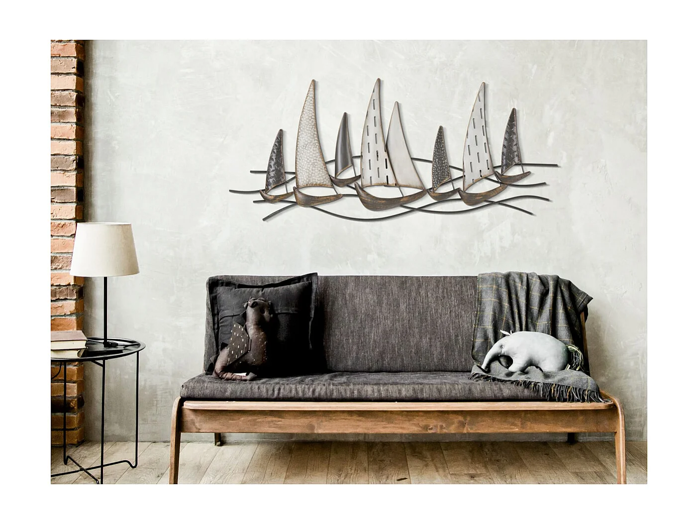 3D Metalen Decoratie Boten 5, Veelkleurig, 100x3x44 cm, Seven Design