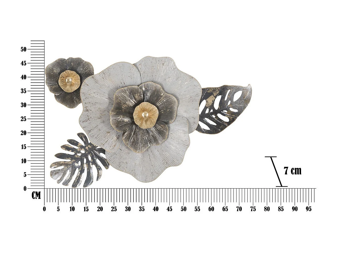 Décoration 3D en Métal Fleur 2, Multicouleur, 74,9x7x47,6 cm, Seven Design