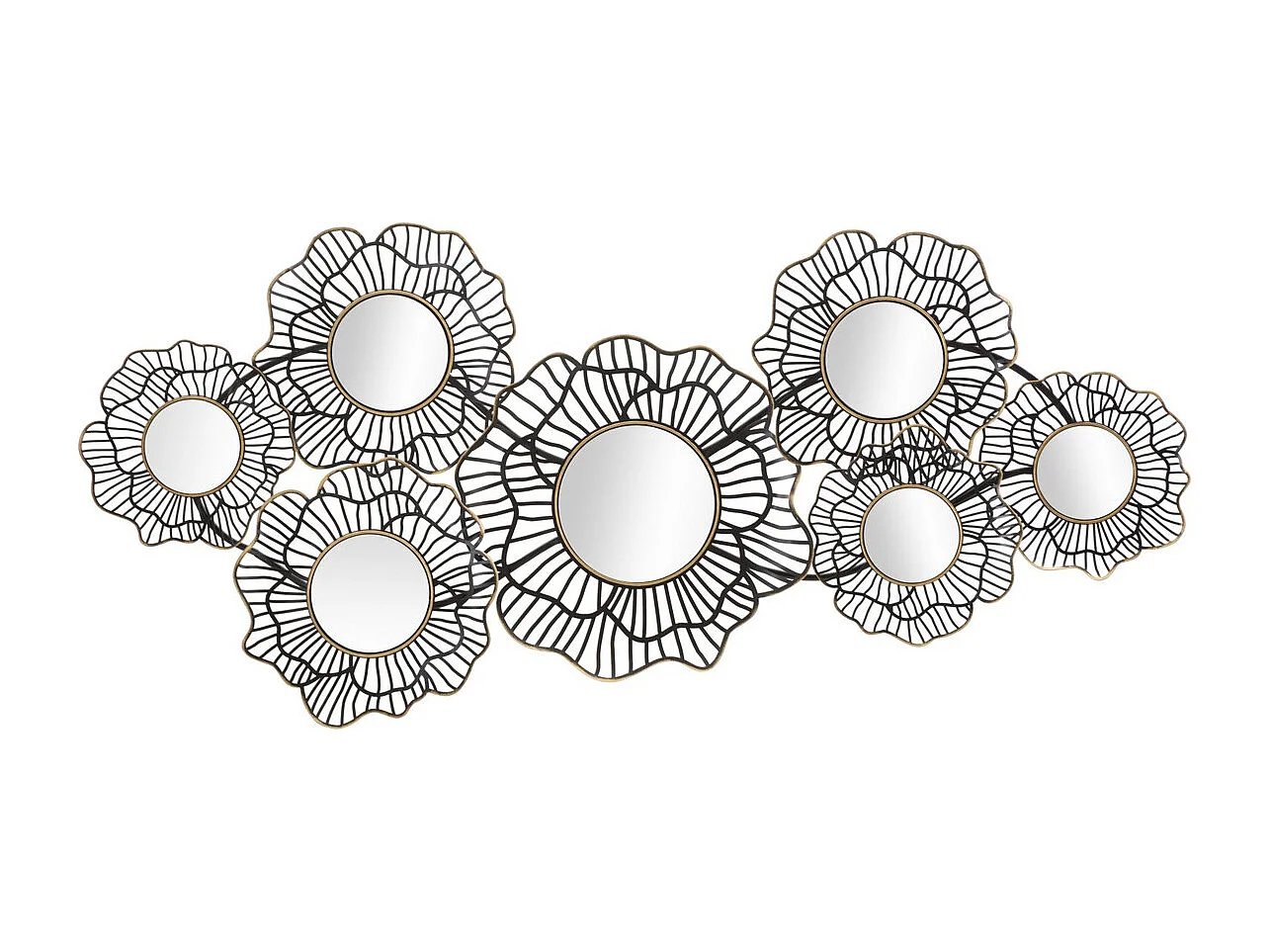 Décoration 3D en Métal Cercles 3, Noir, 121x5x56 cm, Seven Design