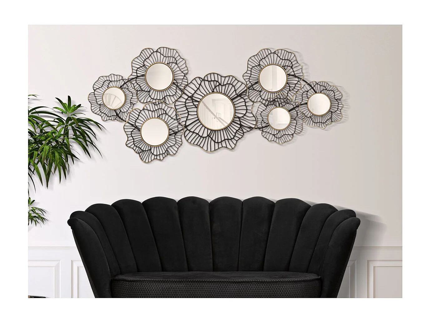 Décoration 3D en Métal Cercles 3, Noir, 121x5x56 cm, Seven Design