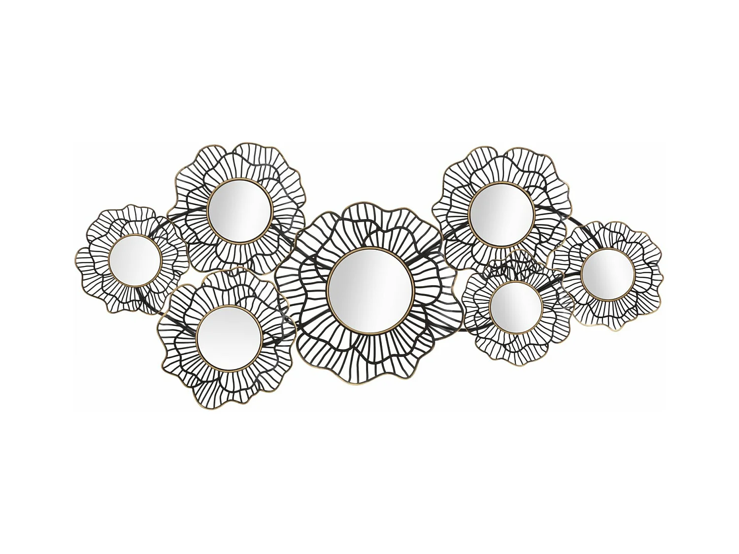 Décoration 3D en Métal Cercles 3, Noir, 121x5x56 cm, Epikasa
