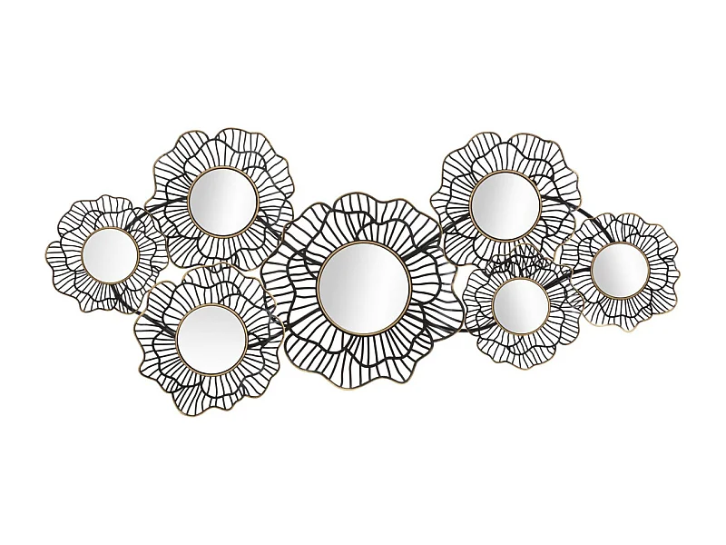 Metalowa Dekoracja 3D Kręgi 3, Czarny, 121x5x56 cm, Seven Design