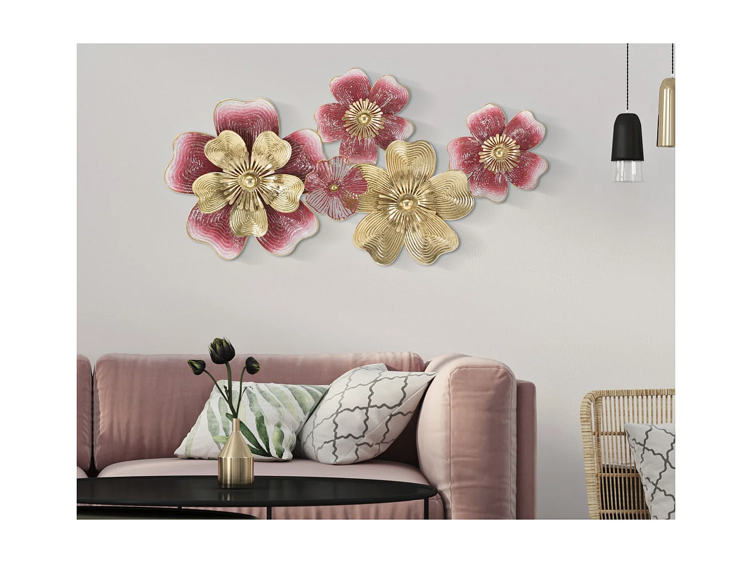 Décoration 3D en Métal Fleurs 19, Multicouleur, 91,4x6,4x50,8 cm, Seven Design