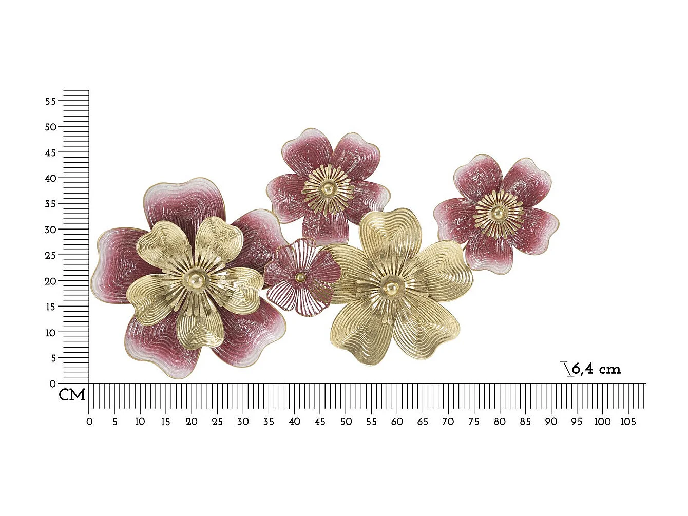 Décoration 3D en Métal Fleurs 19, Multicouleur, 91,4x6,4x50,8 cm, Seven Design