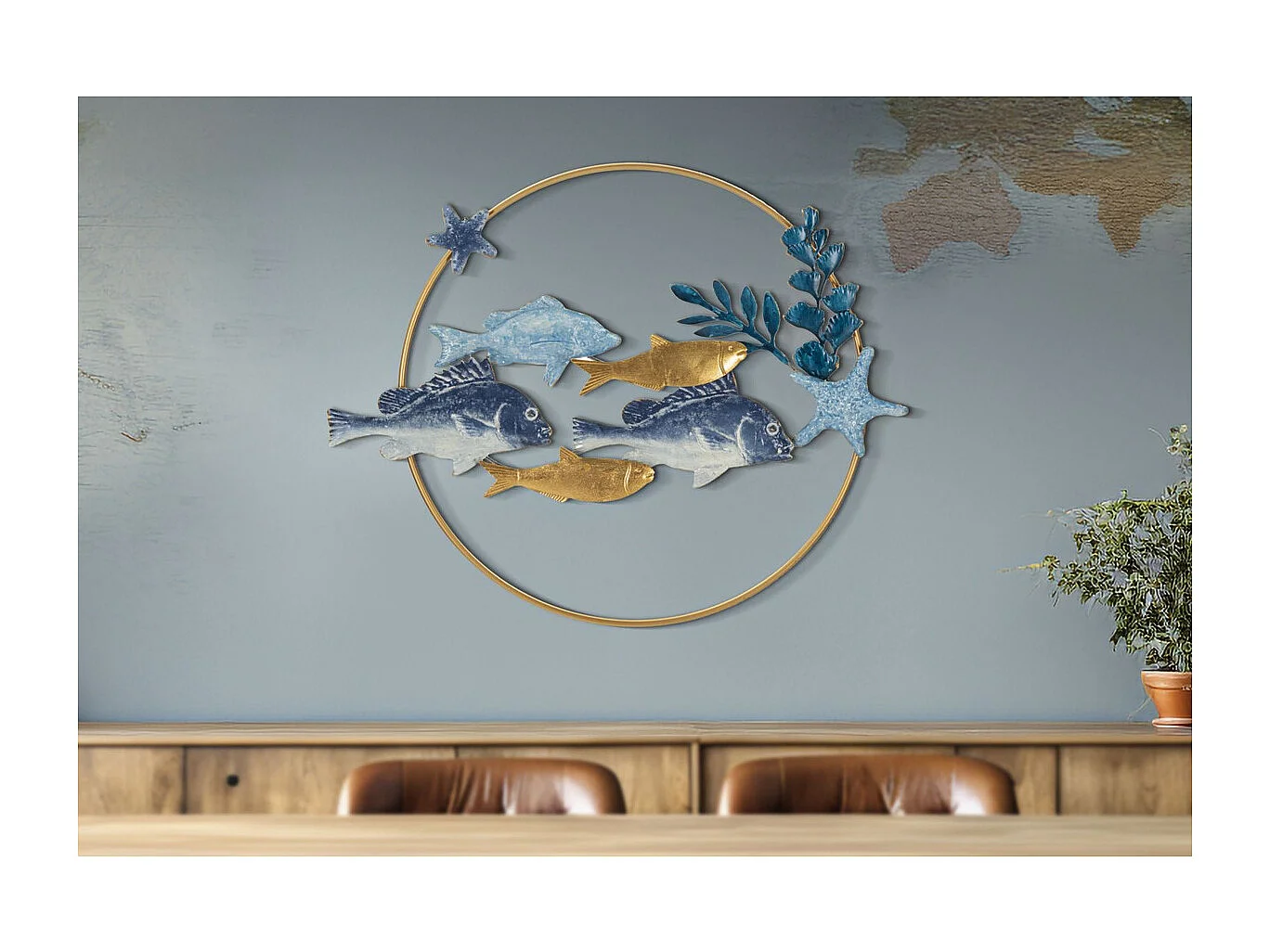 Décoration 3D en Métal Poisson 5, Multicouleur, 77x5x63 cm, Seven Design