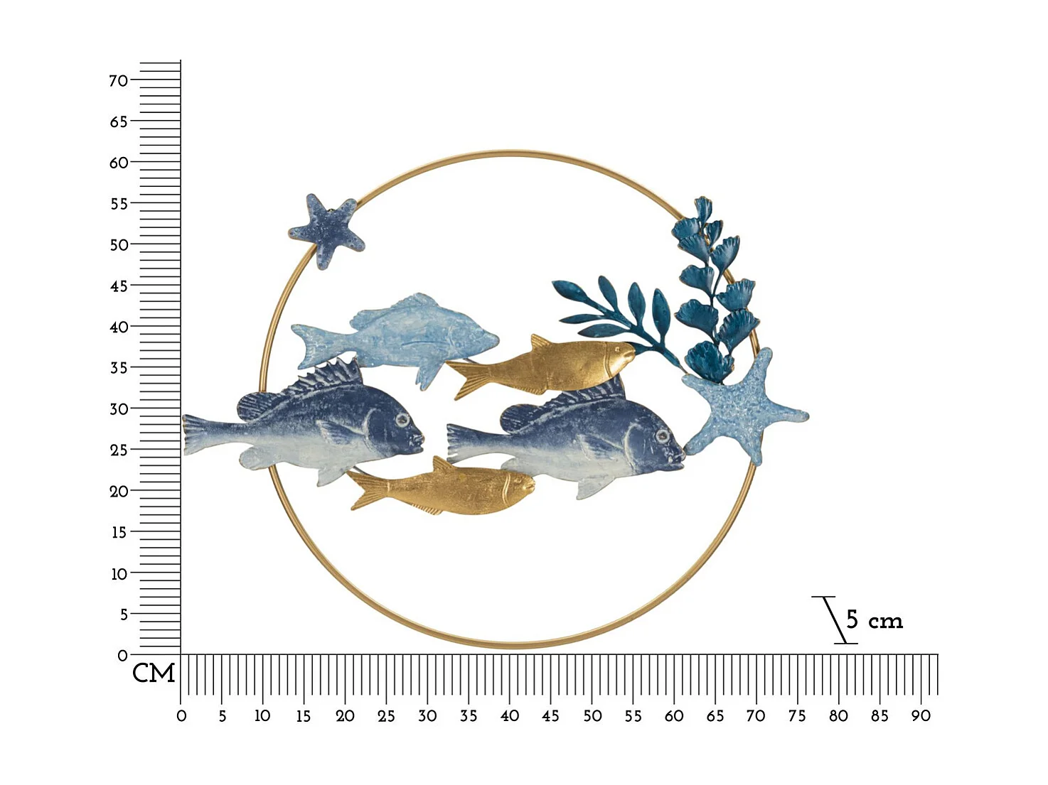 Décoration 3D en Métal Poisson 5, Multicouleur, 77x5x63 cm, Seven Design