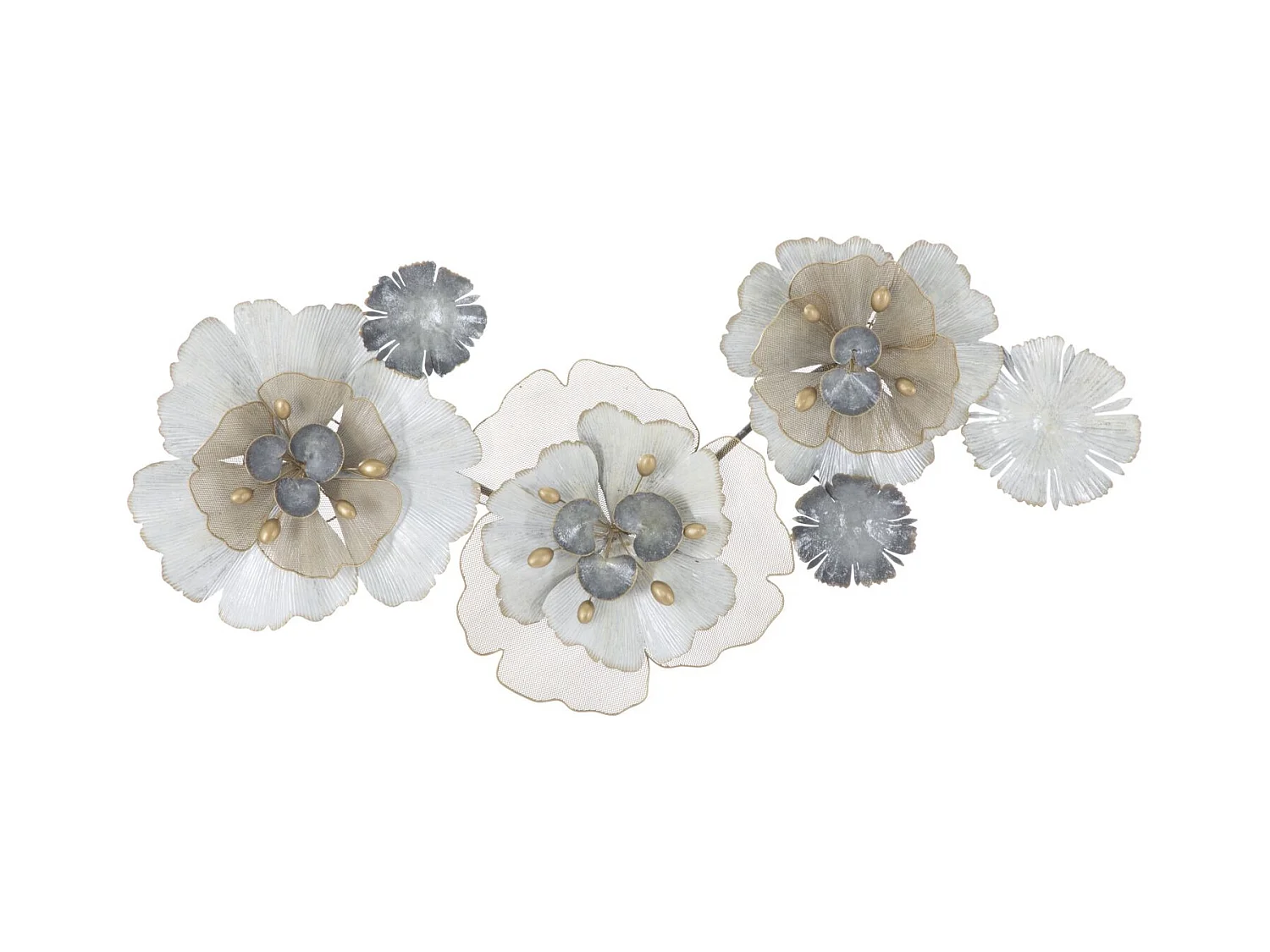Décoration 3D en Métal Fleurs 12, Multicouleur, 119x8x60 cm, Epikasa