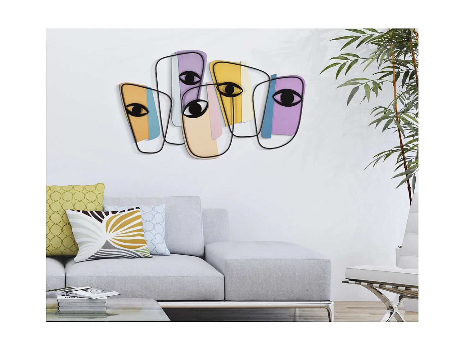 Décoration 3D en Métal Yeux, Multicouleur, 120x2x72 cm, Seven Design