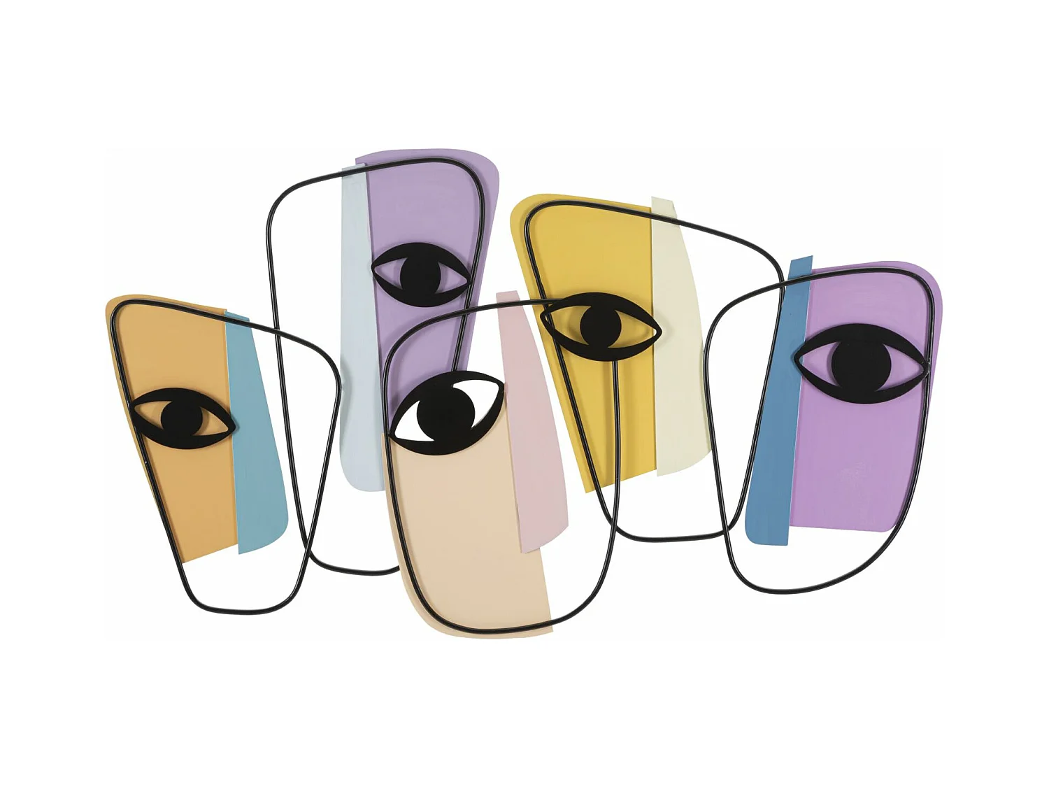 Décoration 3D en Métal Yeux, Multicouleur, 120x2x72 cm, Epikasa