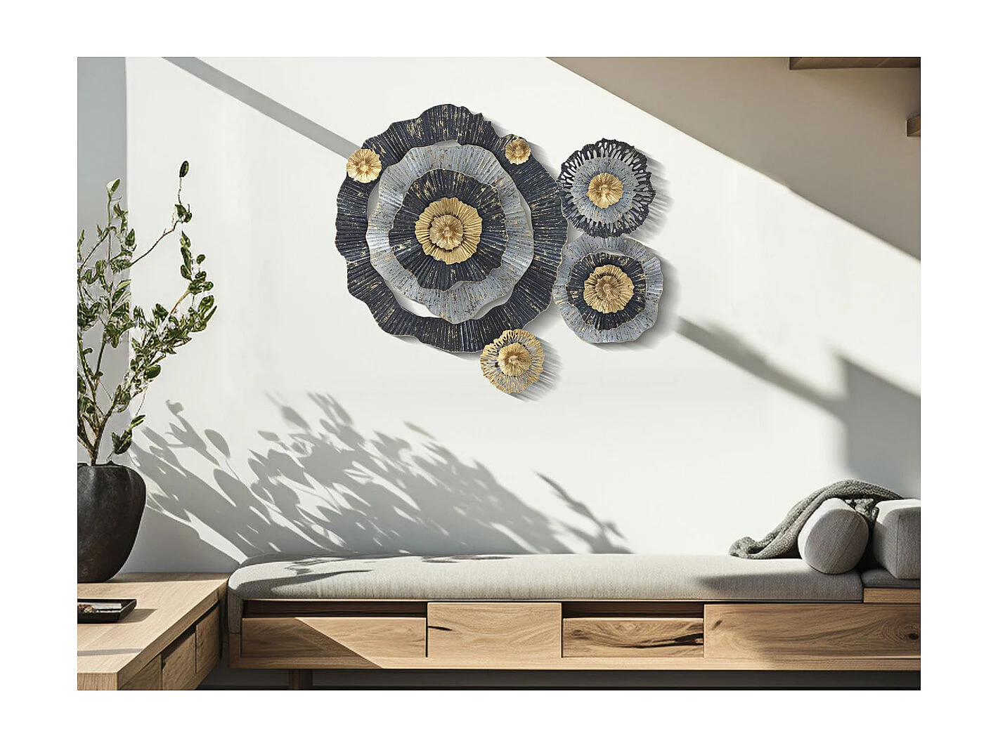 Décoration 3D en Métal Fleurs 4, Multicouleur, 100x8x80 cm, Seven Design