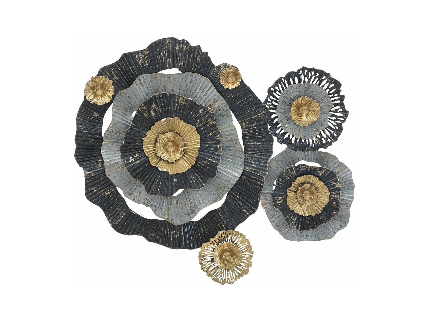 Décoration 3D en Métal Fleurs 4, Multicouleur, 100x8x80 cm, Epikasa