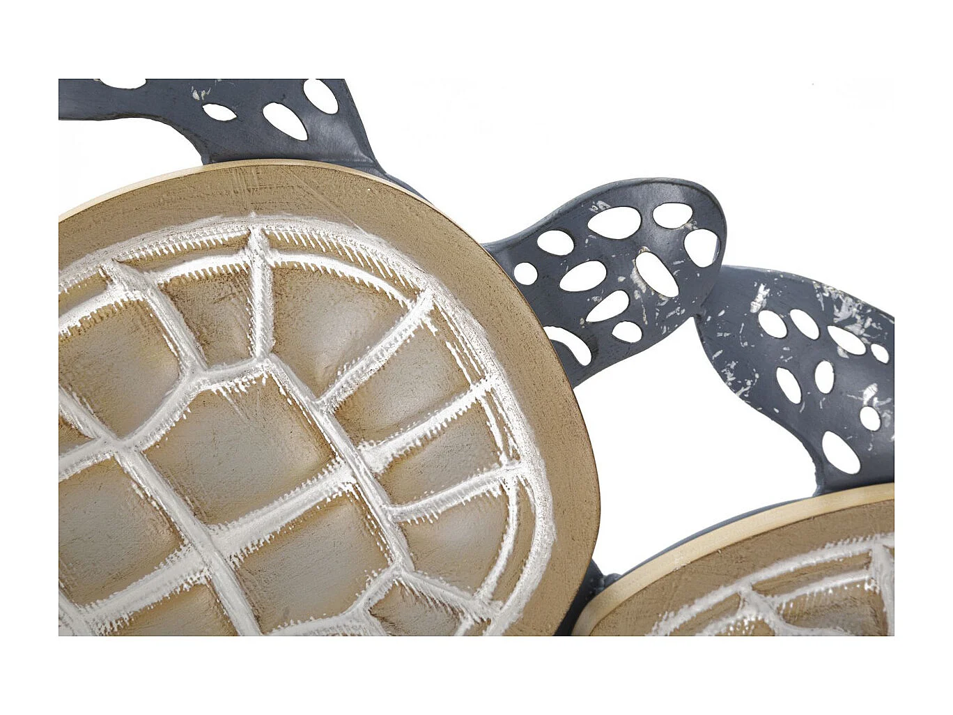 Décoration en Métal et Bois Tortues 1, Multicouleur, 111,5x6,3x43 cm, Seven Design