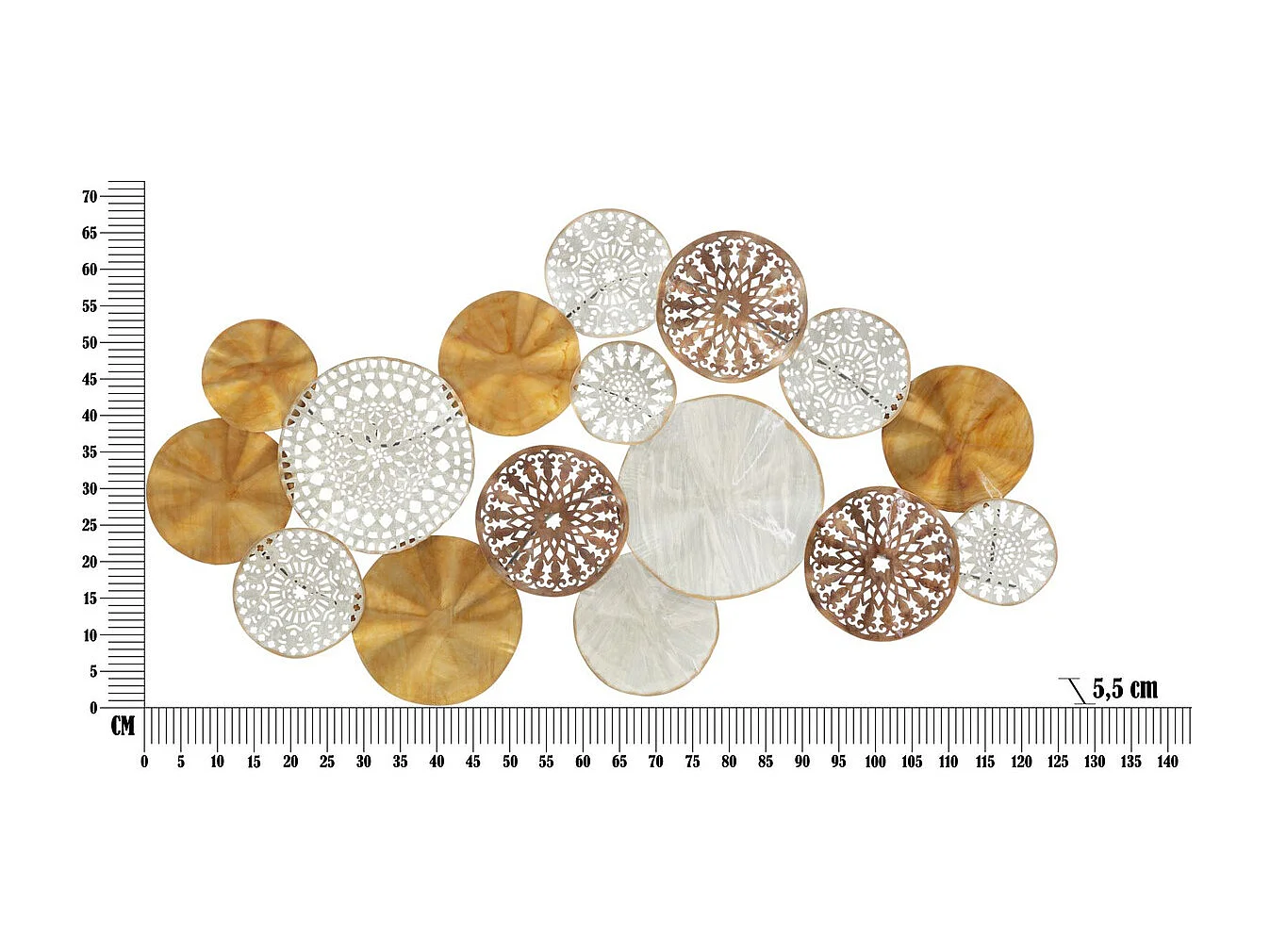 Metalowa Dekoracja 3D MF32, Wielokolorowy, 125x5,5x68,5 cm, Seven Design