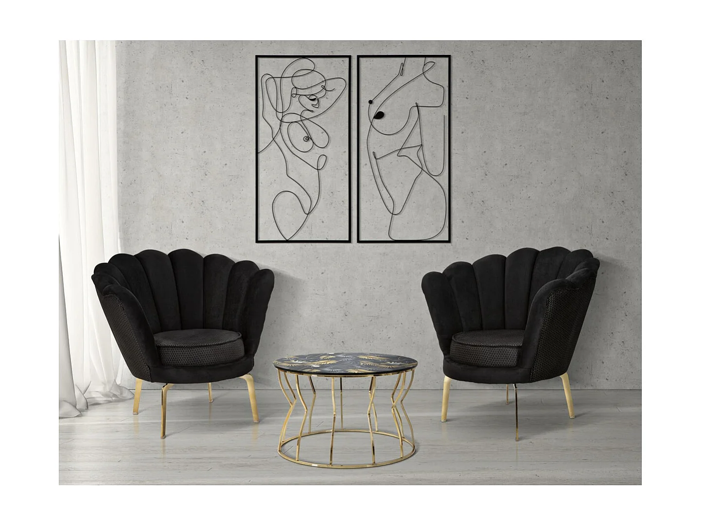 Décoration en Métal Corps 1, Noir, 50x1x100 cm, Seven Design