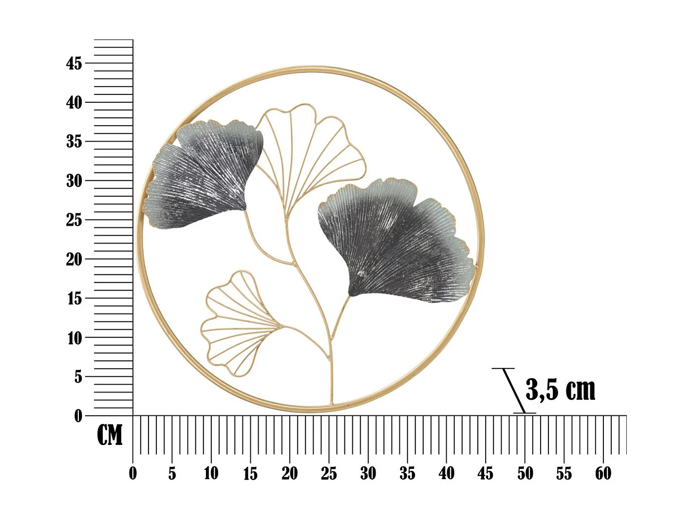 Décoration 3D en Métal Feuille 50, Multicouleur, 45,5x3,5x45,5 cm, Seven Design