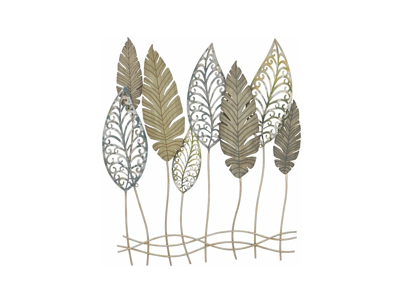 3D Metalen Decoratie Blad 51, Goud, 75x2,5x87 cm, Epikasa