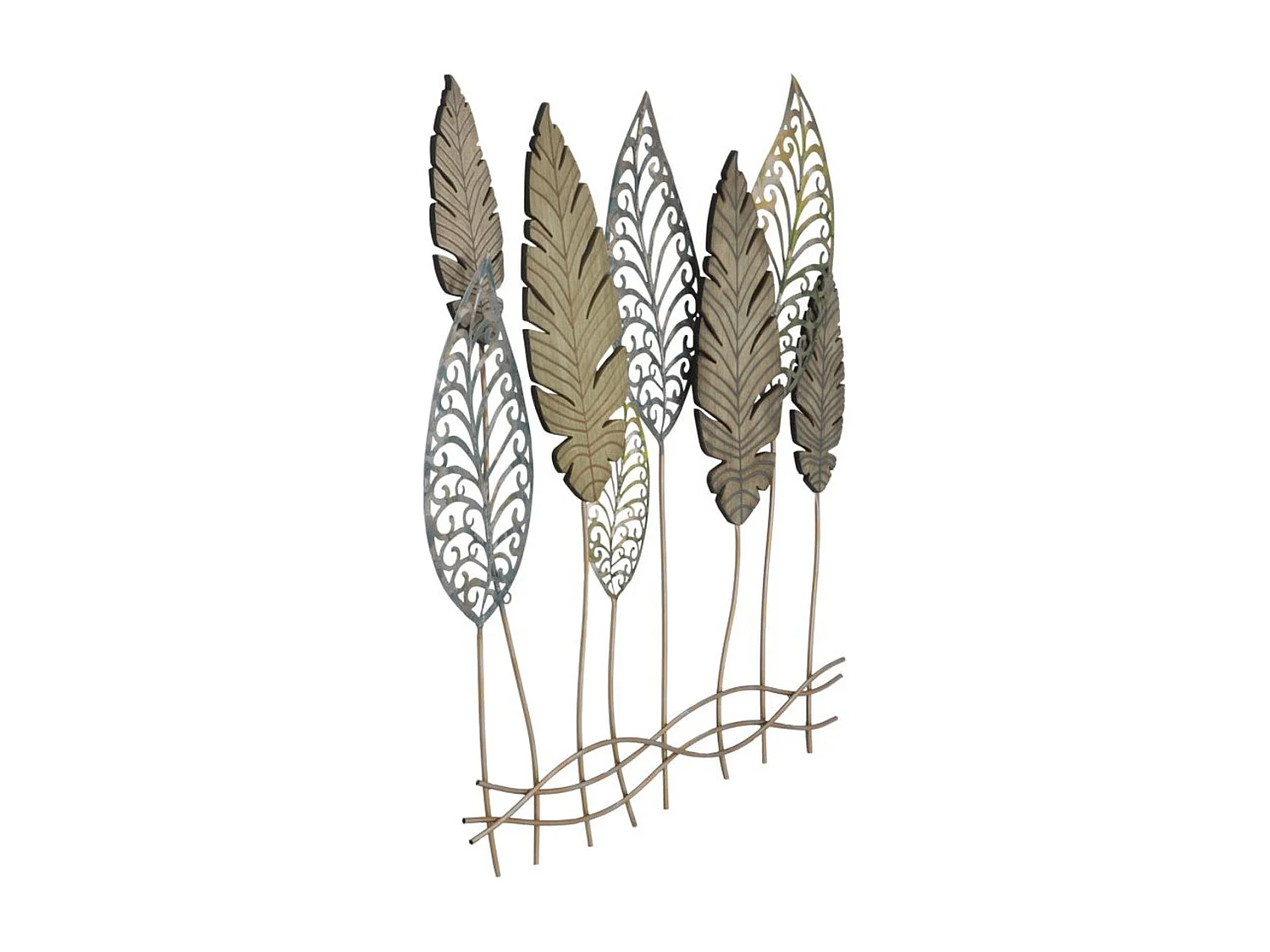 Décoration 3D en Métal Feuille 51, Or, 75x2,5x87 cm, Seven Design