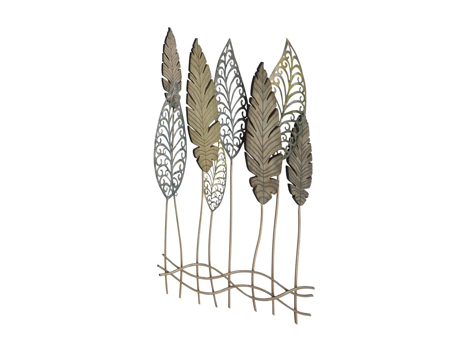 Décoration 3D en Métal Feuille 51, Or, 75x2,5x87 cm, Seven Design