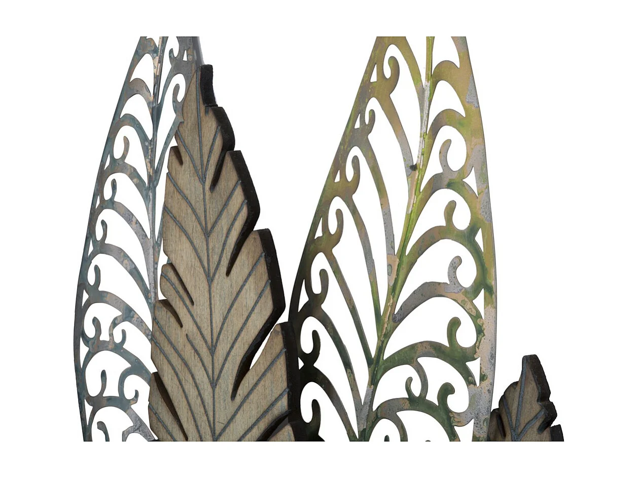 Décoration 3D en Métal Feuille 51, Or, 75x2,5x87 cm, Seven Design